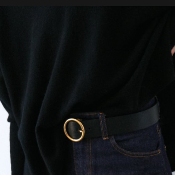 ZARA LEATHER BLACK BELT WITH GOLD BUCKLE